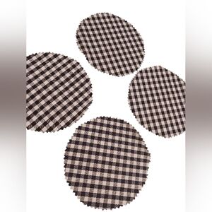 SET OF 4 VINTAGE PRE-CUT BLACK & WHITE BUFFALO PLAID FABRIC JAR COVERS 6" 🖤🤍